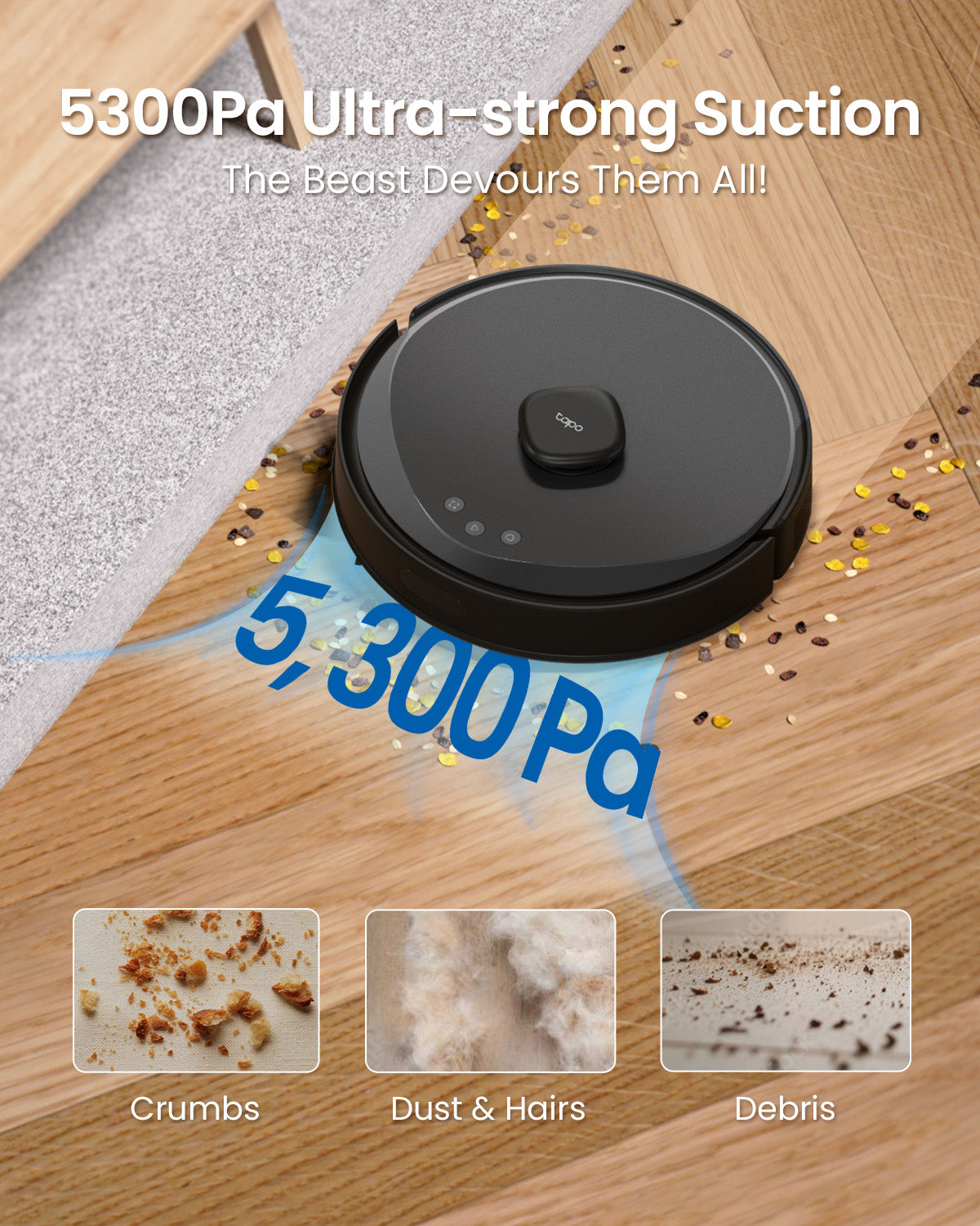 Ultra-Powerful Suction with LiDAR+IMU Dual Navigation Robot Vacuum & Mop + Smart Auto-Empty Dock, Tapo RV30 Max Plus