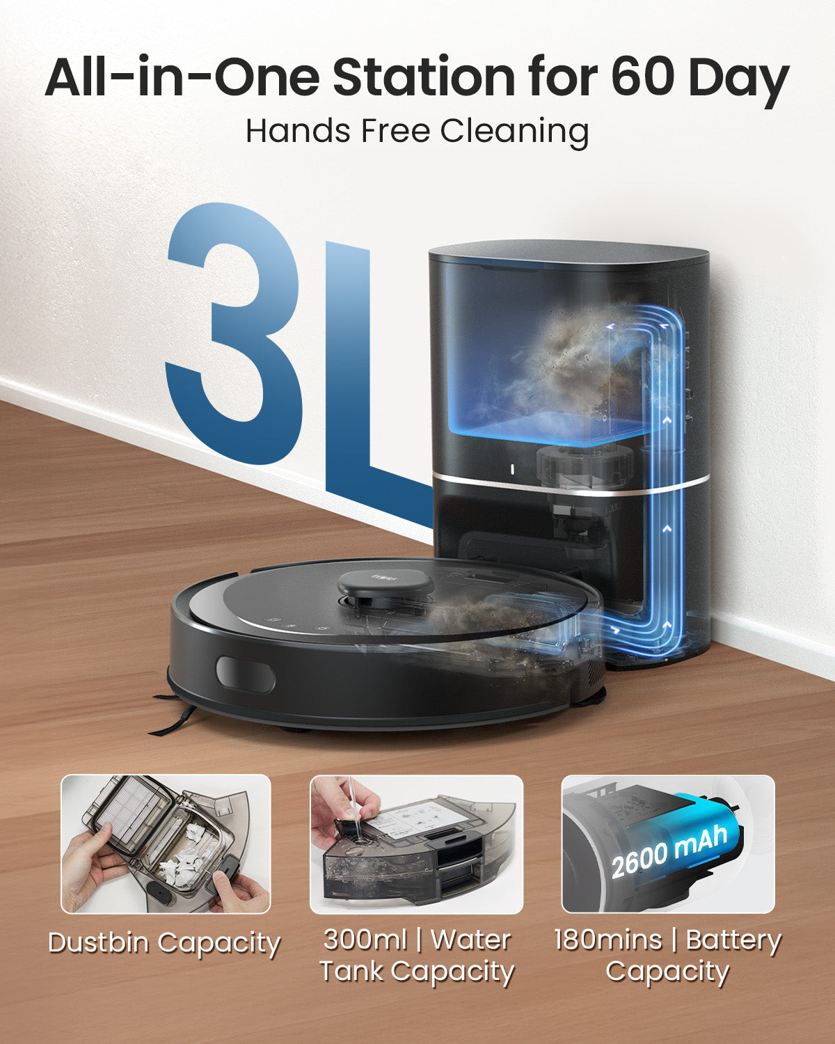 Ultra-Powerful Suction with LiDAR+IMU Dual Navigation Robot Vacuum & Mop + Smart Auto-Empty Dock, Tapo RV30 Max Plus