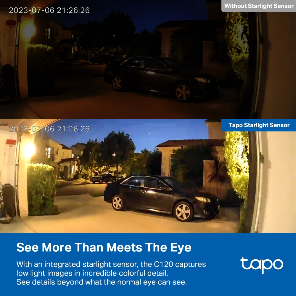 Tapo C120 Indoor/Outdoor Plug-In Wi-Fi Cam, 2K QHD, Night Vision