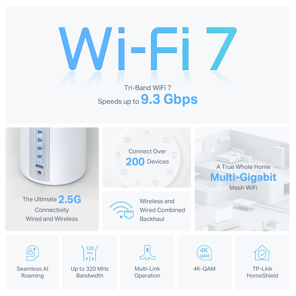 Archer Wi-Fi 7 GE550 Gaming Router + Deco BE9300 3-Pack Mesh System Bundle