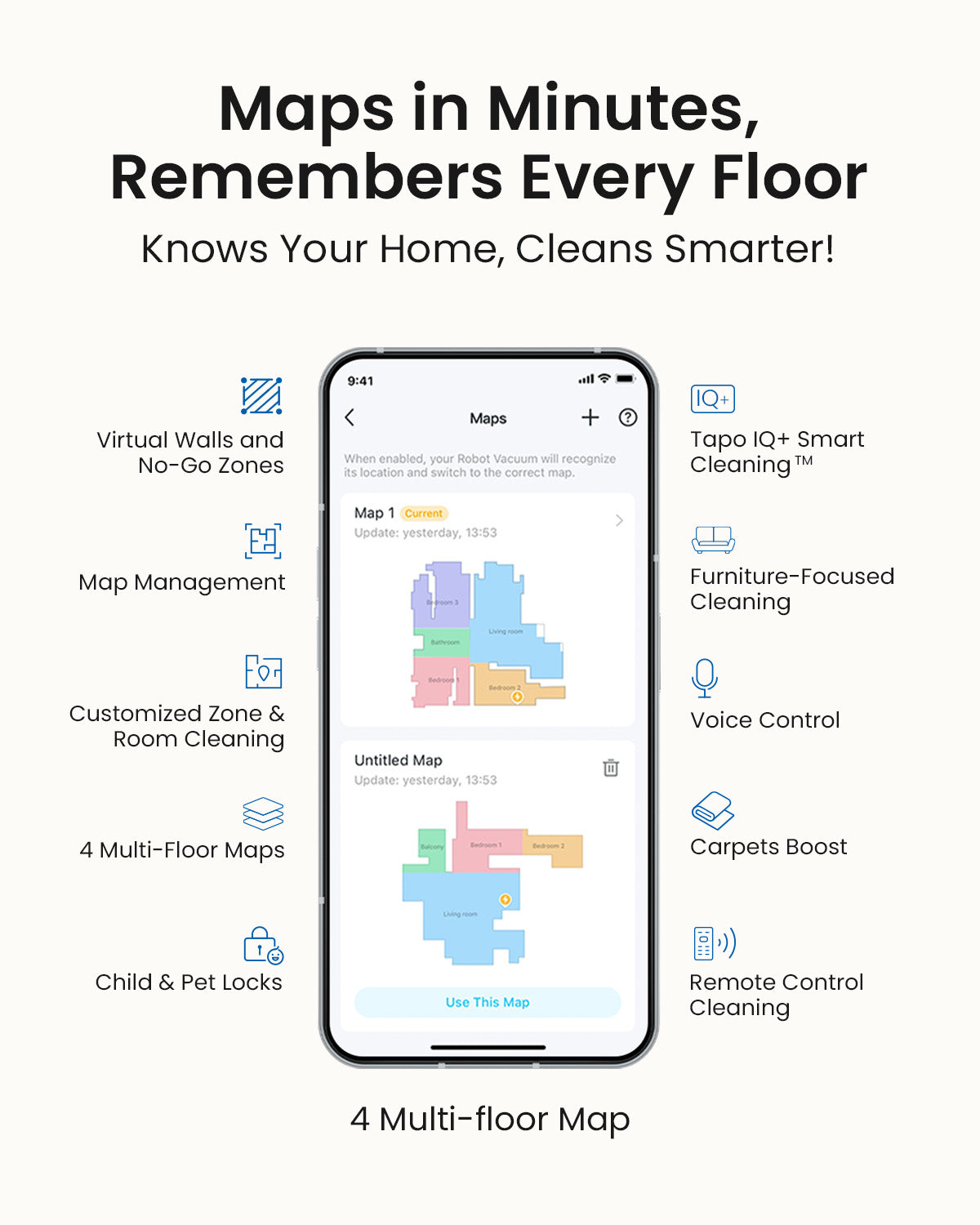 Ultra-Powerful Suction with LiDAR+IMU Dual Navigation Robot Vacuum & Mop + Smart Auto-Empty Dock, Tapo RV30 Max Plus