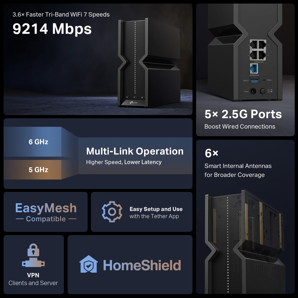 Archer BE550, BE9300 Tri-Band Wi-Fi 7 Router