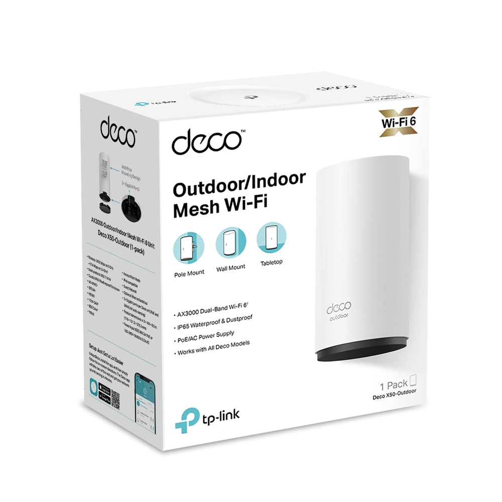 Deco X50-Outdoor, AX3000 Outdoor / Indoor Whole Home Mesh Wi-Fi 6 Unit