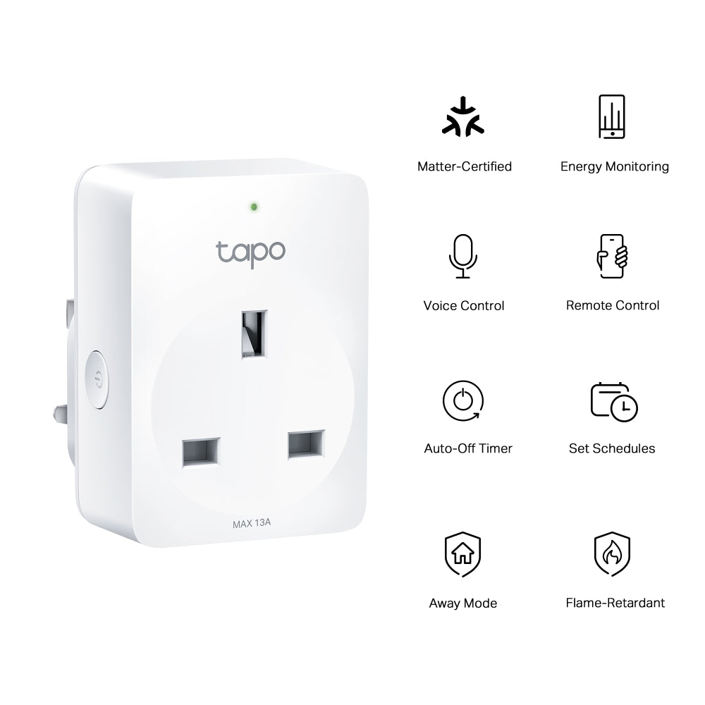 Tapo P110M Matter Compatible Mini Smart Wi-Fi Plug, Energy Monitoring