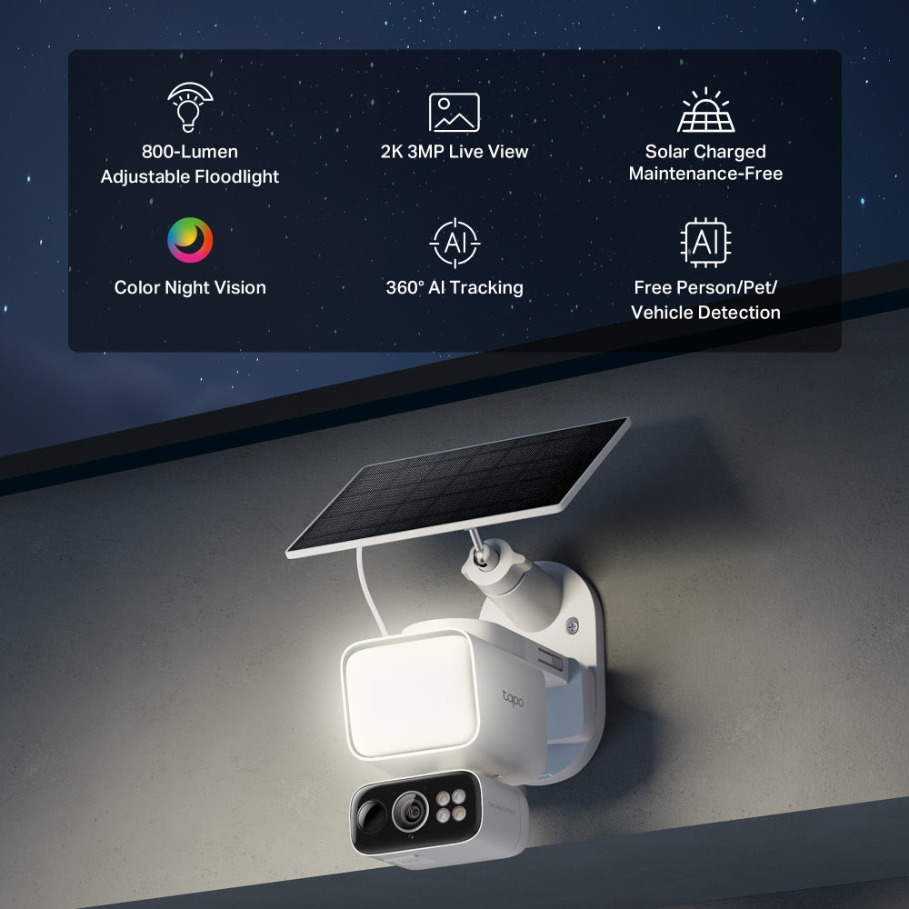 Tapo C615F KIT Solar-Powered Floodlight Security Camera with Pan-Tilt-Zoom