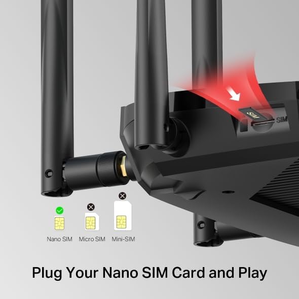 MERCUSYS MB235-4G Cat6 AC1200 Routers,4G Router with Sim Slot, Dual-Band Wi-Fi Router, EasyMesh, Detachable LTE Antennas