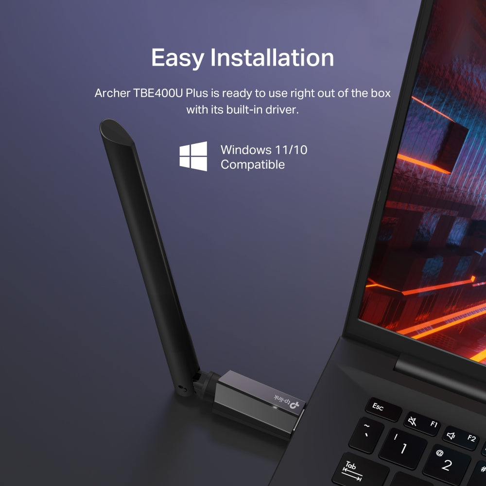 Archer TBE400U Plus BE6500 Tri-Band Wi-Fi 7 High Gain Wireless USB Adapter