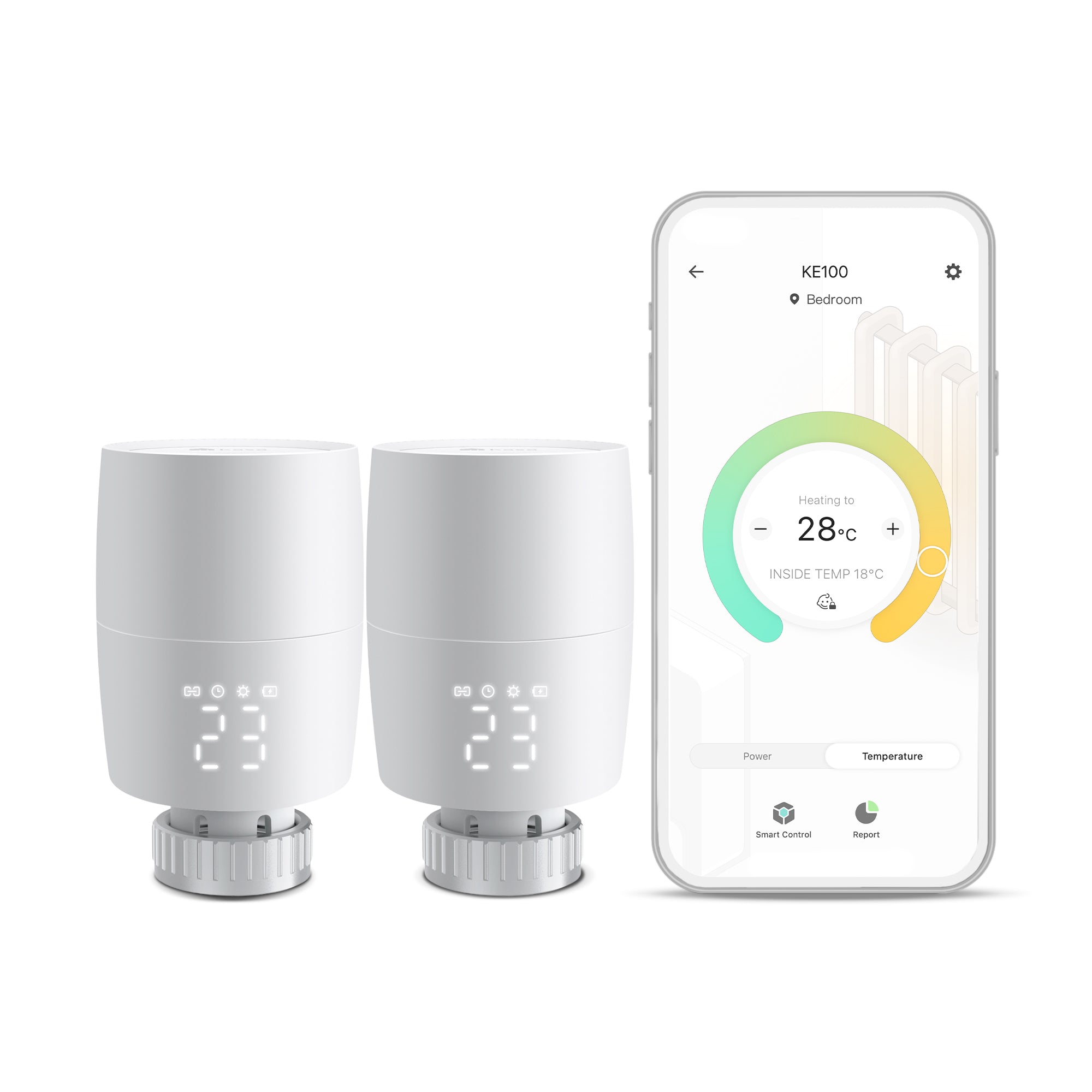 Kasa Smart Thermostatic Radiator Valve Add-on, Supports Kasa App, KE100 Twin Pack