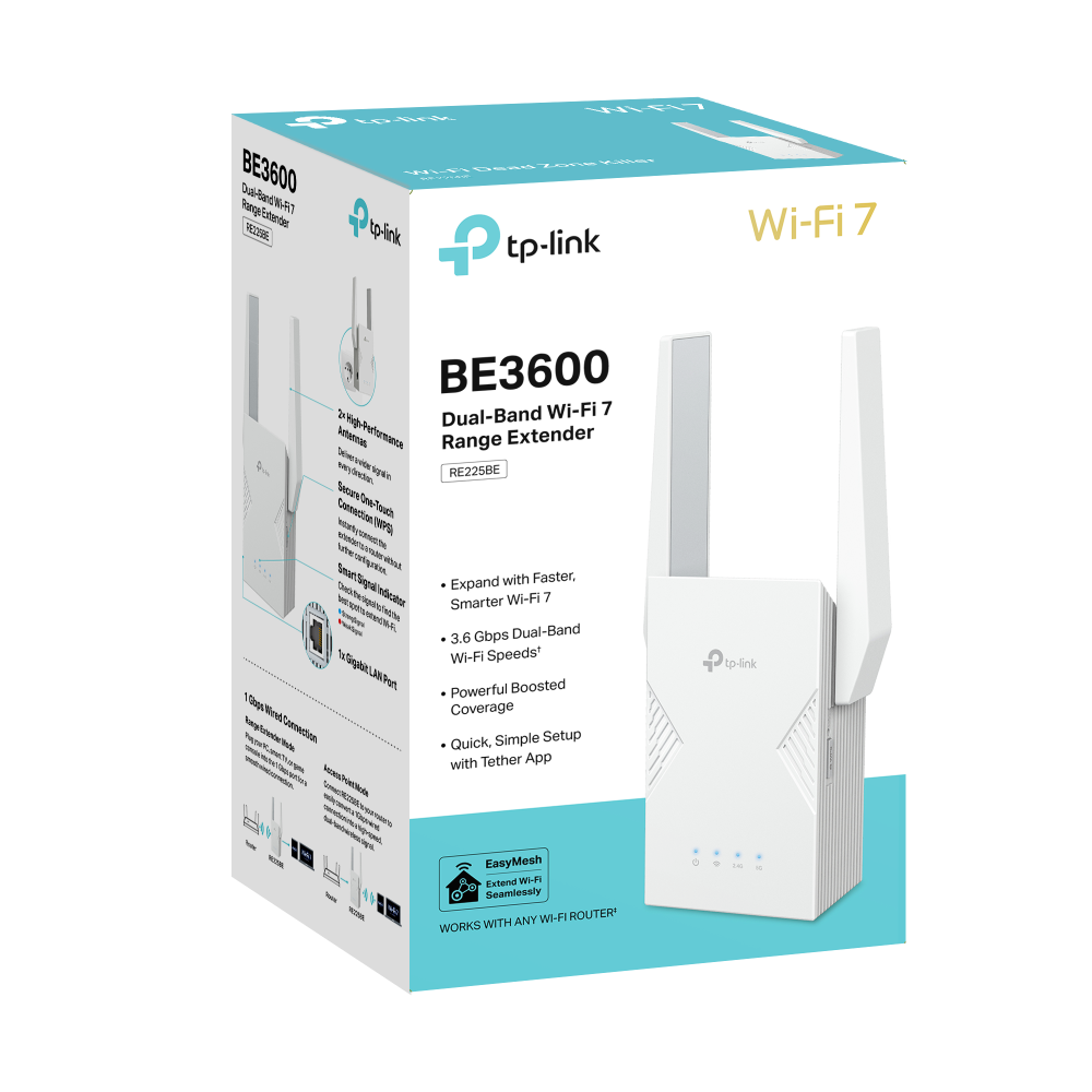 RE225BE, BE3600 Dual-Band Wi-Fi 7 Range Extender