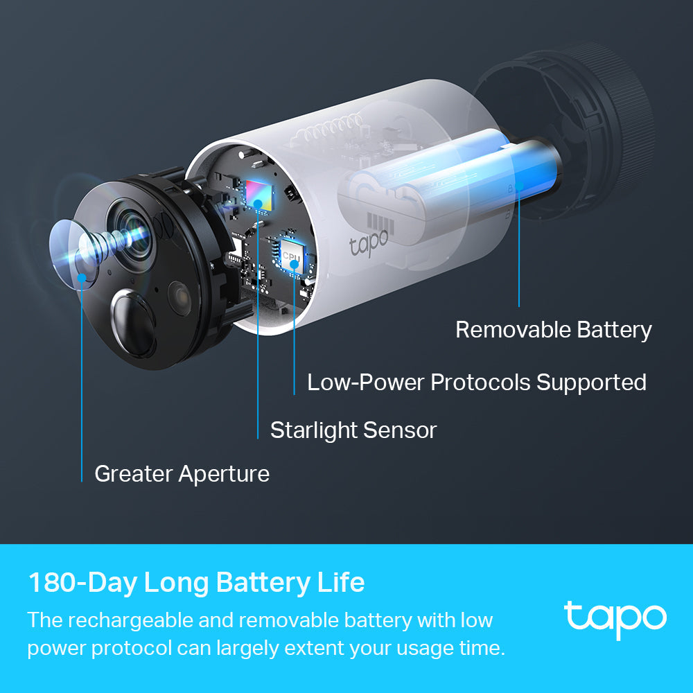 Tapo C420S1 Smart Wire-Free Battery Security 1-Camera System 2K QHD with Spotlight