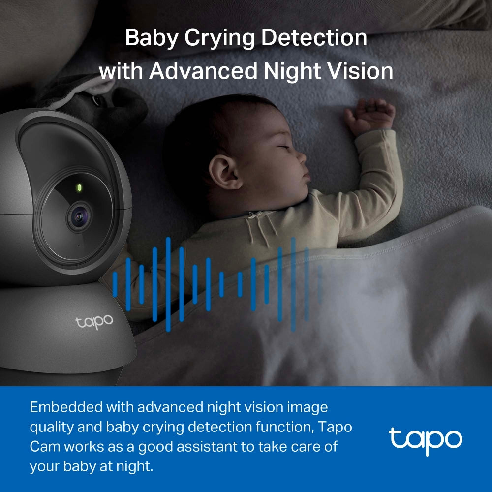 Tapo C201 Indoor 1080P Wi-Fi Security Camera with Pan/Tilt/Zoom, Black