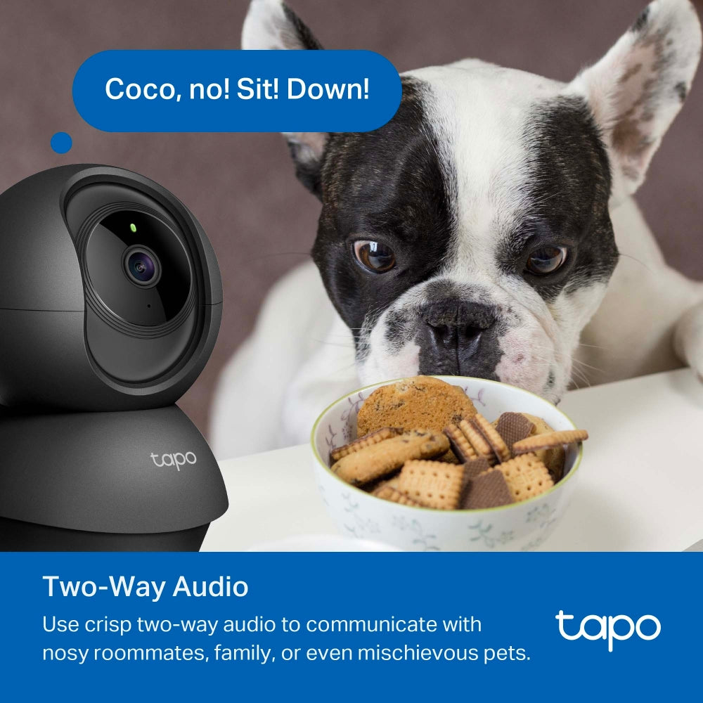 Tapo C201 Indoor 1080P Wi-Fi Security Camera with Pan/Tilt/Zoom, Black