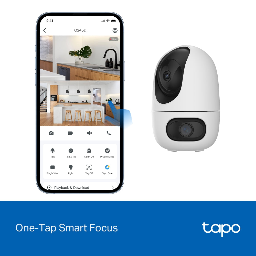 Tapo C245D Indoor Dual Lens Security Camera with Pan-Tilt-Zoom