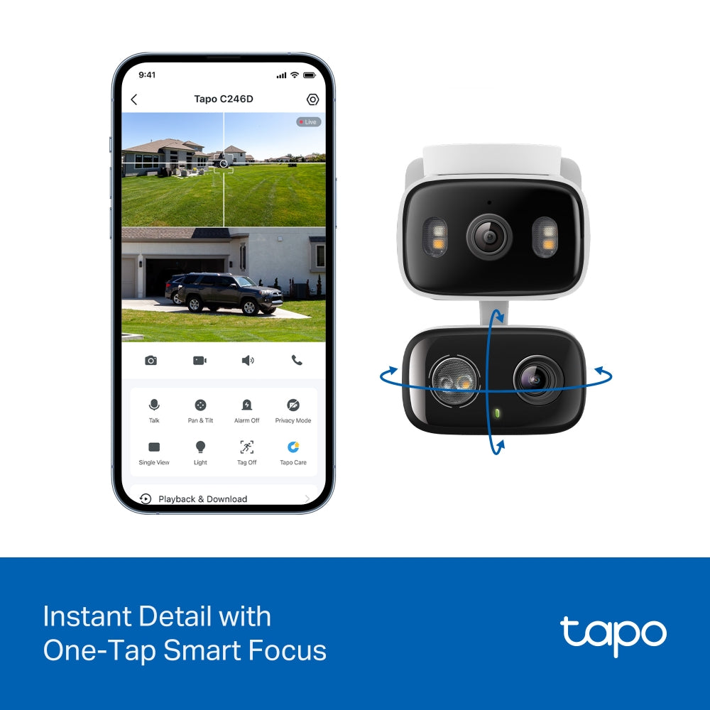 Tapo C246D Indoor/Outdoor Dual Lens Security Camera with Pan-Tilt-Zoom