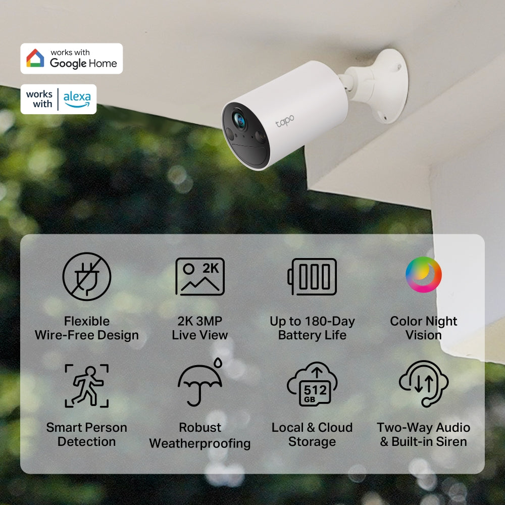 Tapo TC82 Twin Pack Indoor/Outdoor 2K Wireless Battery Security Camera