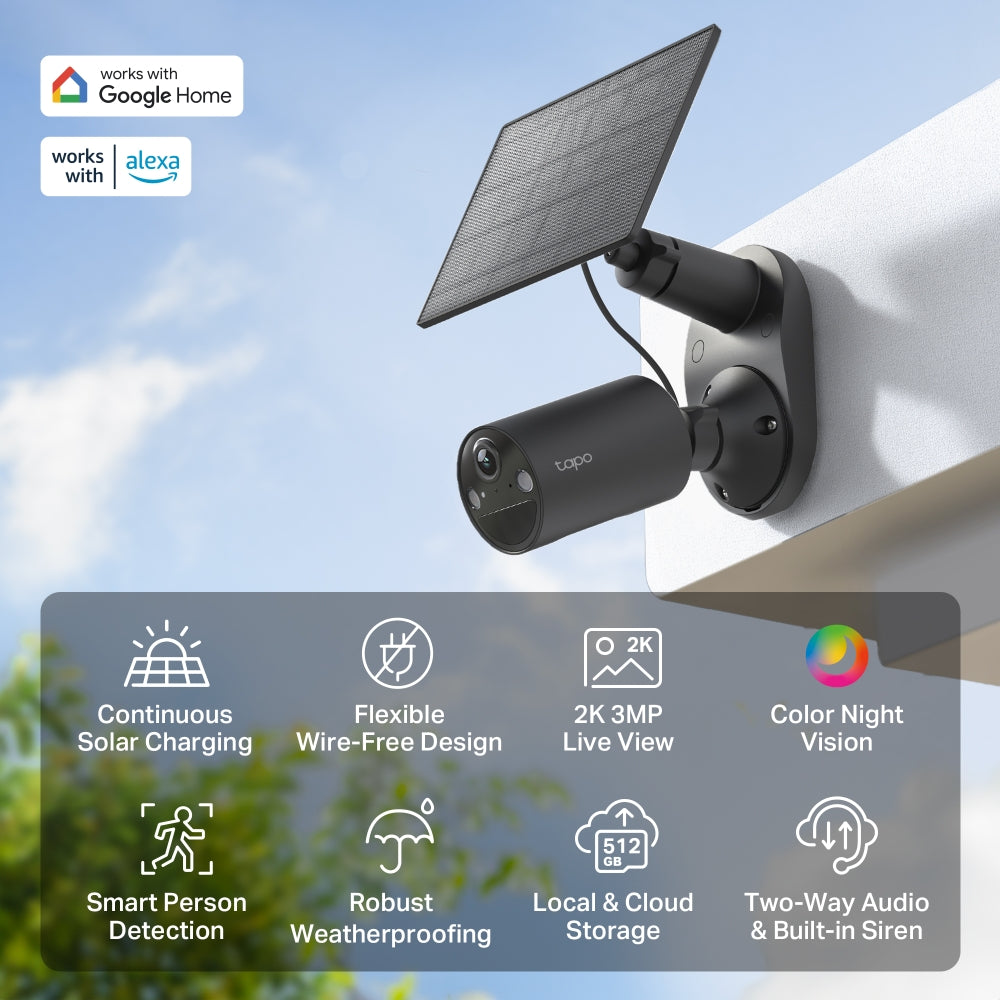 Tapo C411 KIT Solar-Powered 2K Security Camera Kit, Black Edition