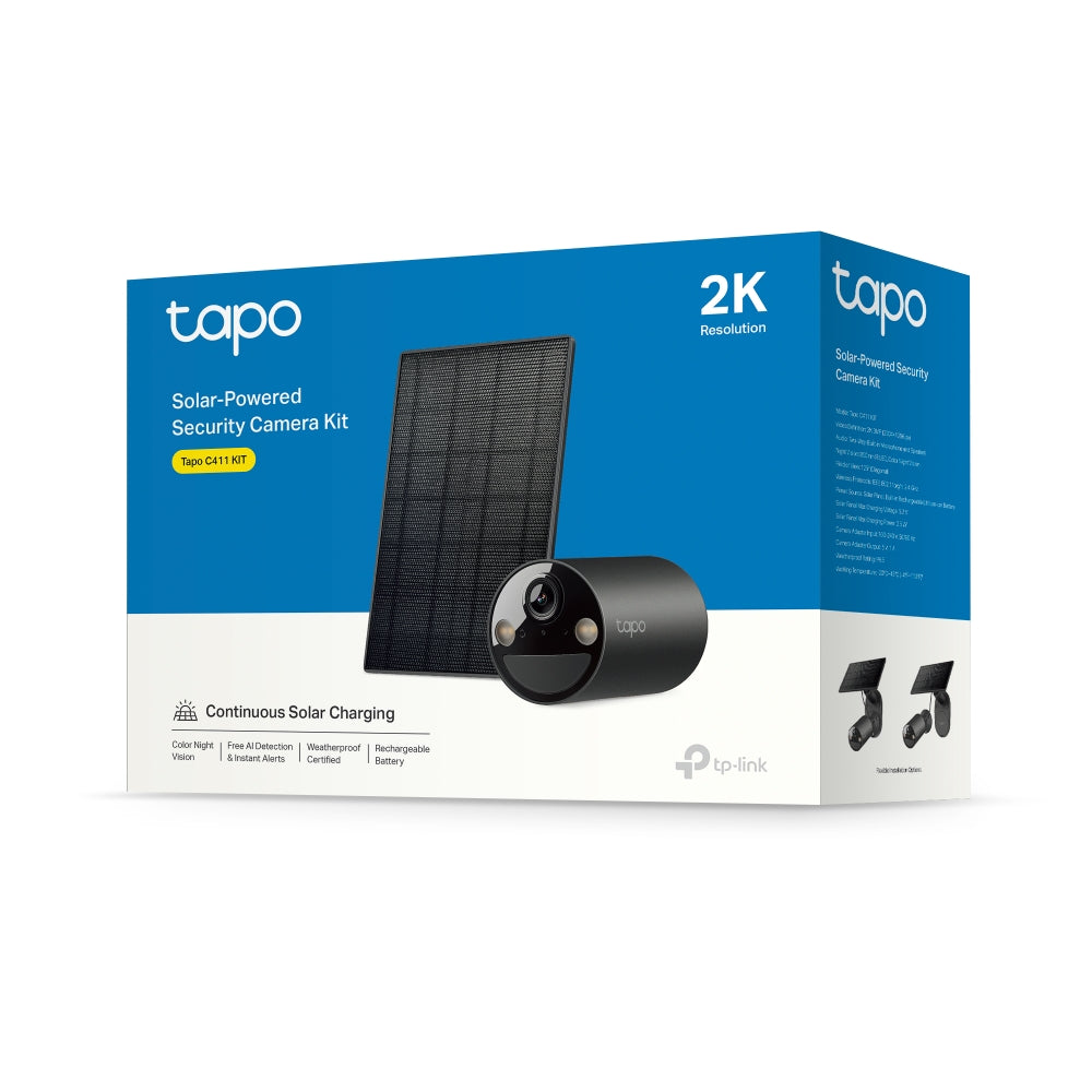 Tapo C411 KIT Solar-Powered 2K Security Camera Kit, Black Edition