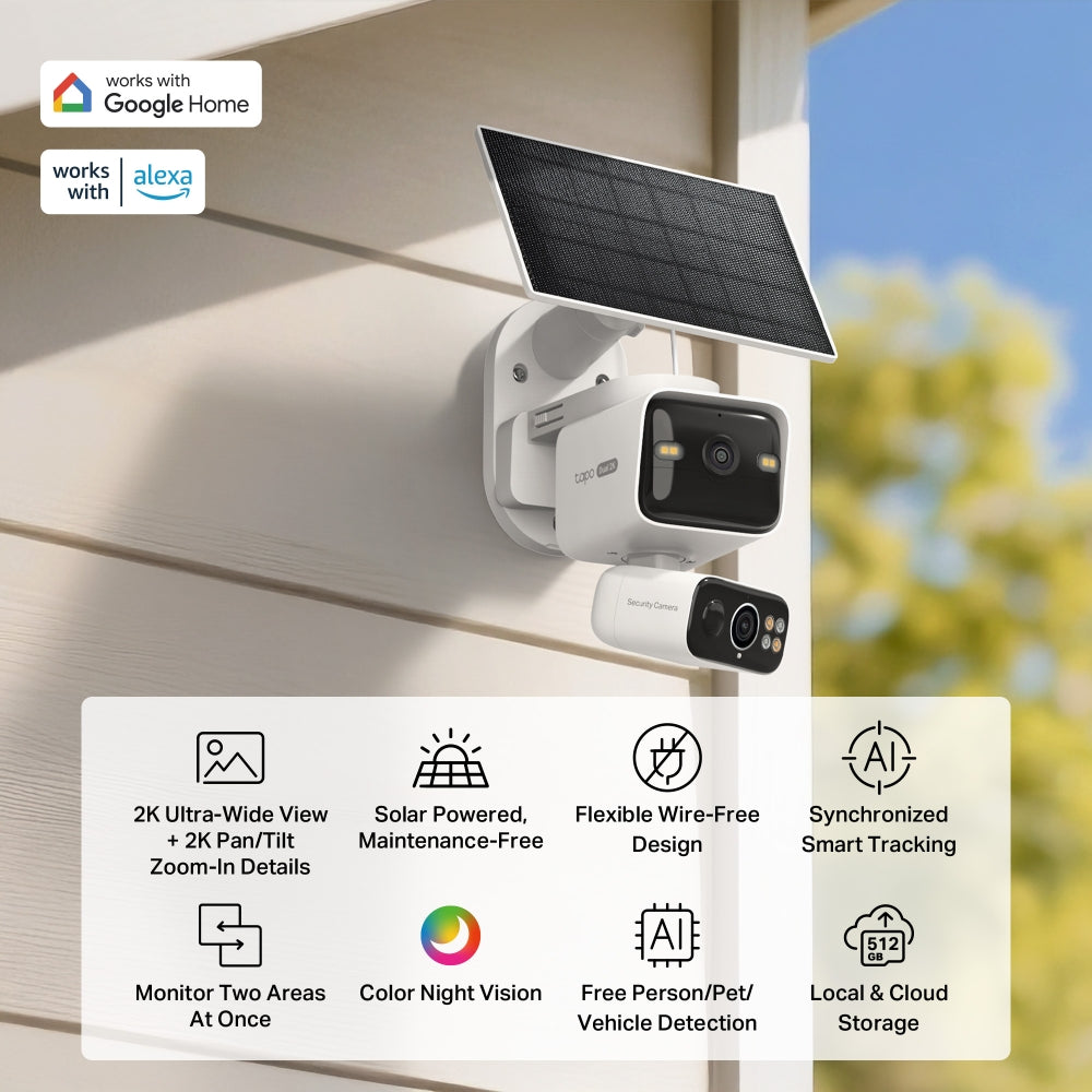 Tapo C645D KIT Solar-Powered Dual-Lens Pan/Tilt Security Camera Kit