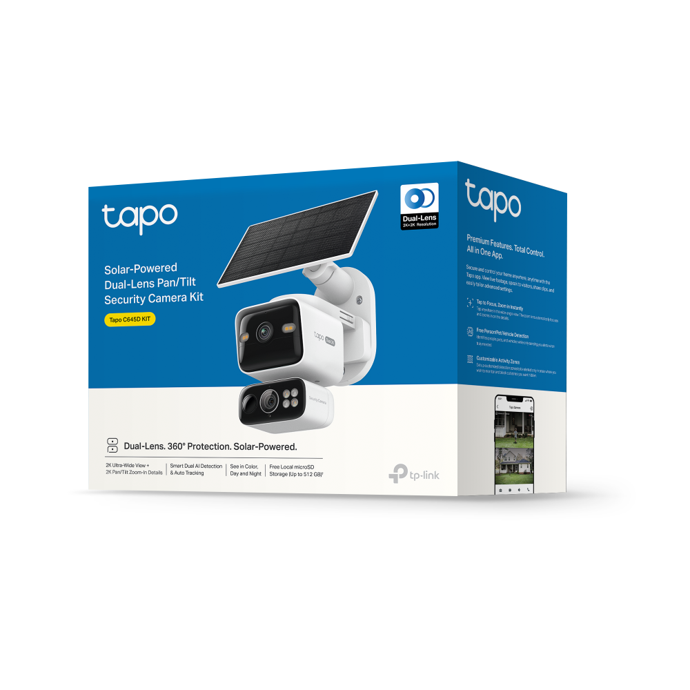 Tapo C645D KIT Solar-Powered Dual-Lens Pan/Tilt Security Camera Kit