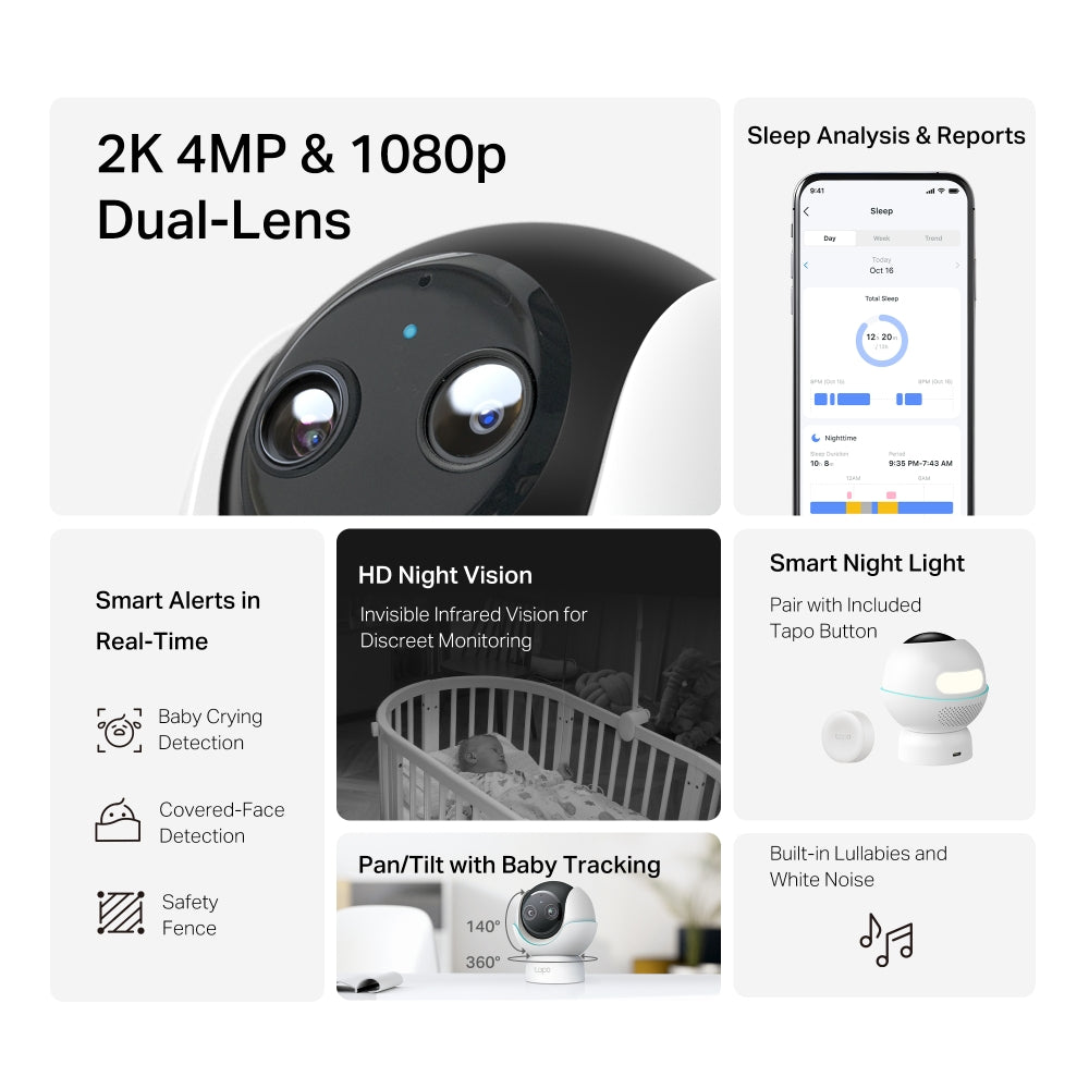 Dual-Lens Smart Baby Camera, Tapo C840
