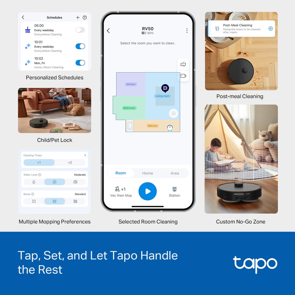 Tapo RV50 Omni Robot Vacuum Cleaner & Mop+ All-in-One Omni Dock