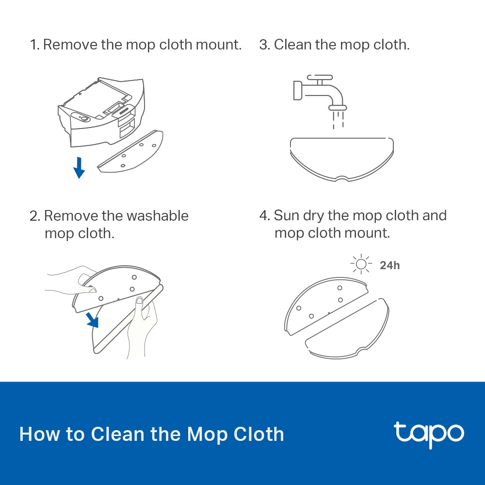 Tapo Robot Vacuum Washable Mop Cloth (5 Pcs), Tapo RVA301