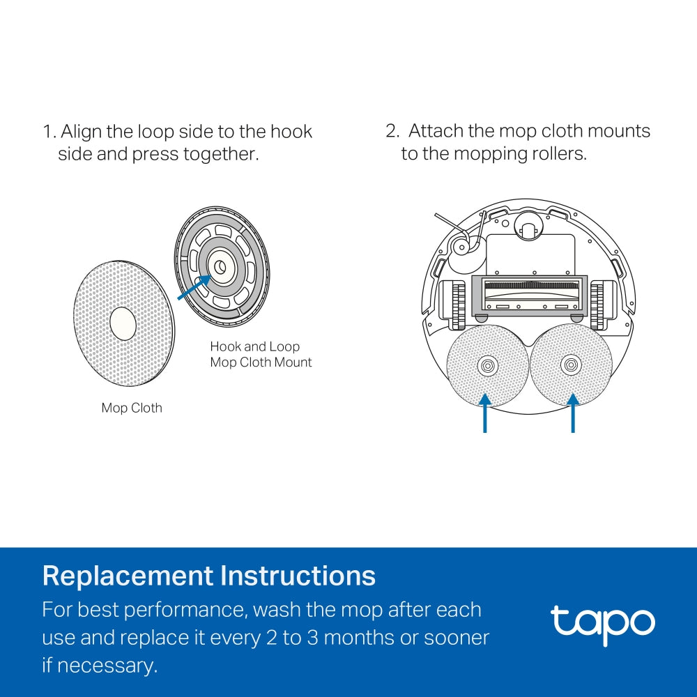 Tapo Robot Vacuum Washable Mop Cloth (6 Pcs), Tapo RVA310