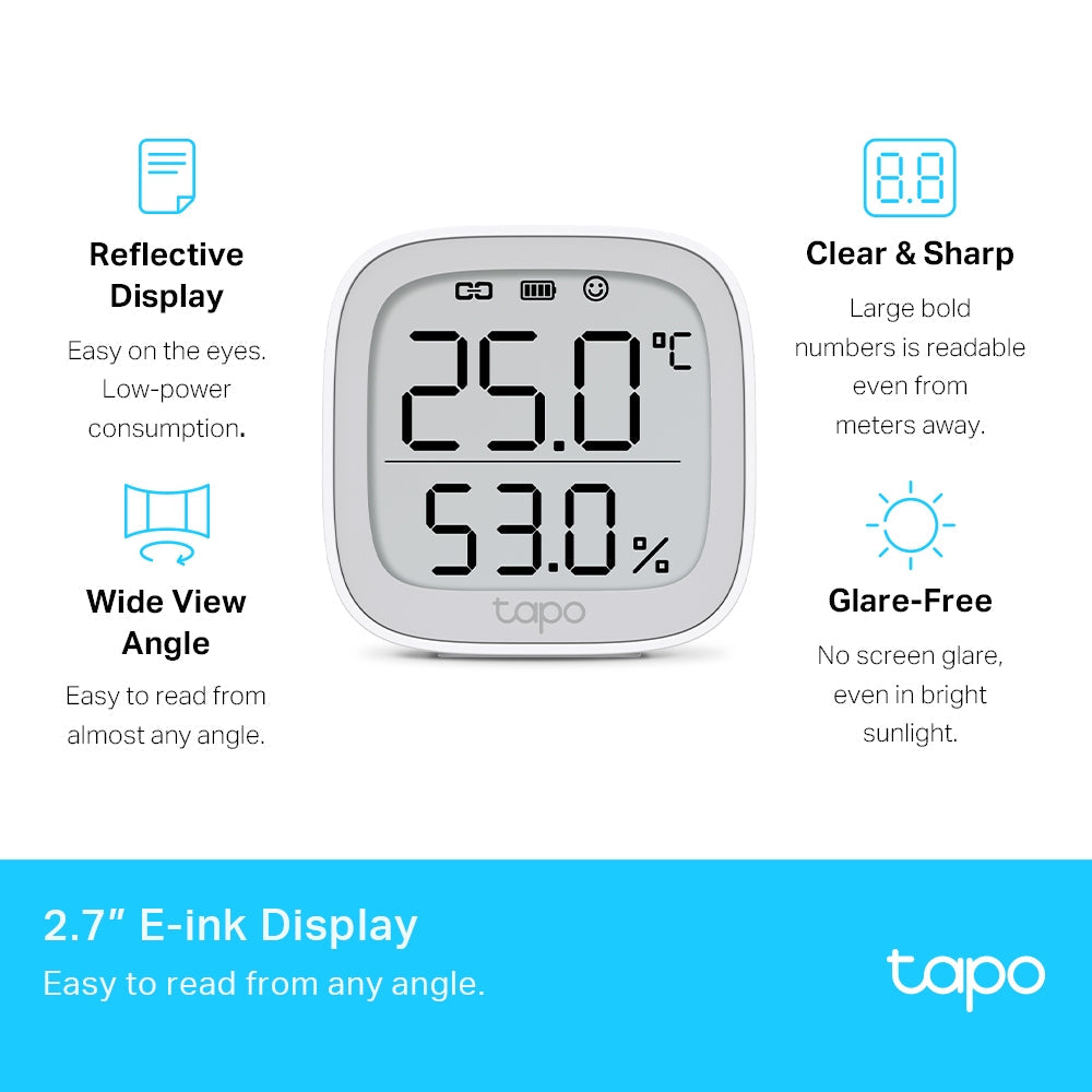 Smart Temperature & Humidity Monitor, LCD Display, Tapo T315 Twin Pack