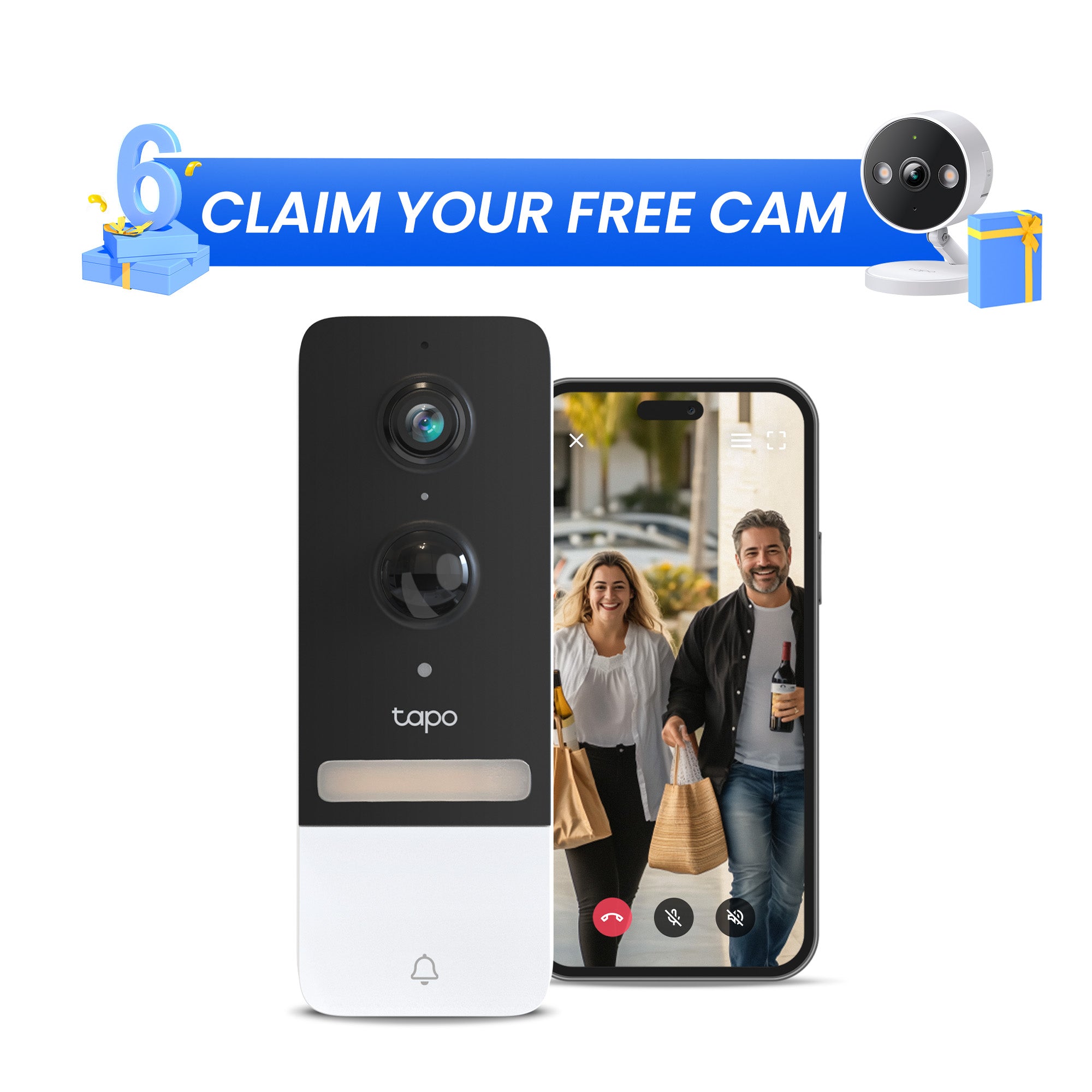 Tapo D230S1 Wireless Battery Video Doorbell + Chime & Hub Included