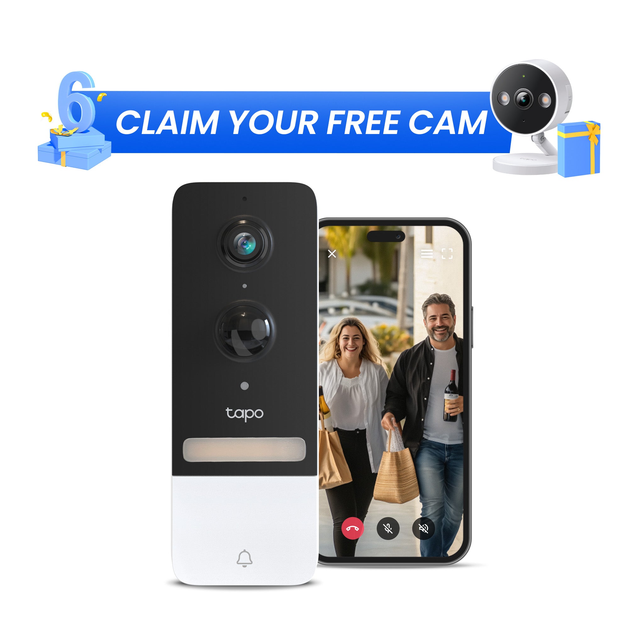 Tapo D230S1 Wireless Battery Video Doorbell + Chime & Hub Included
