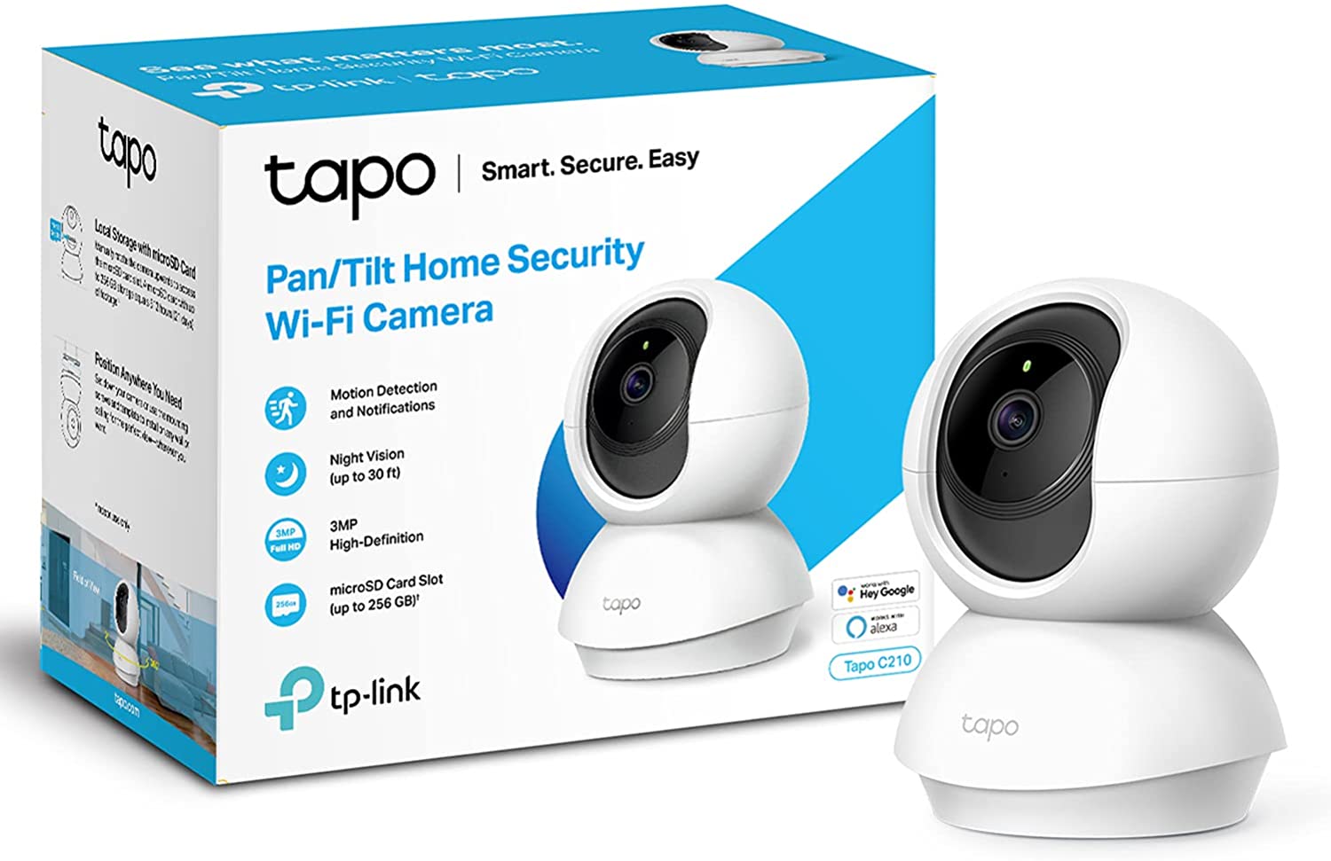 Tapo C210 Indoor 2K Pan/Tilt/Zoom Security Camera with Advanced Night Vision