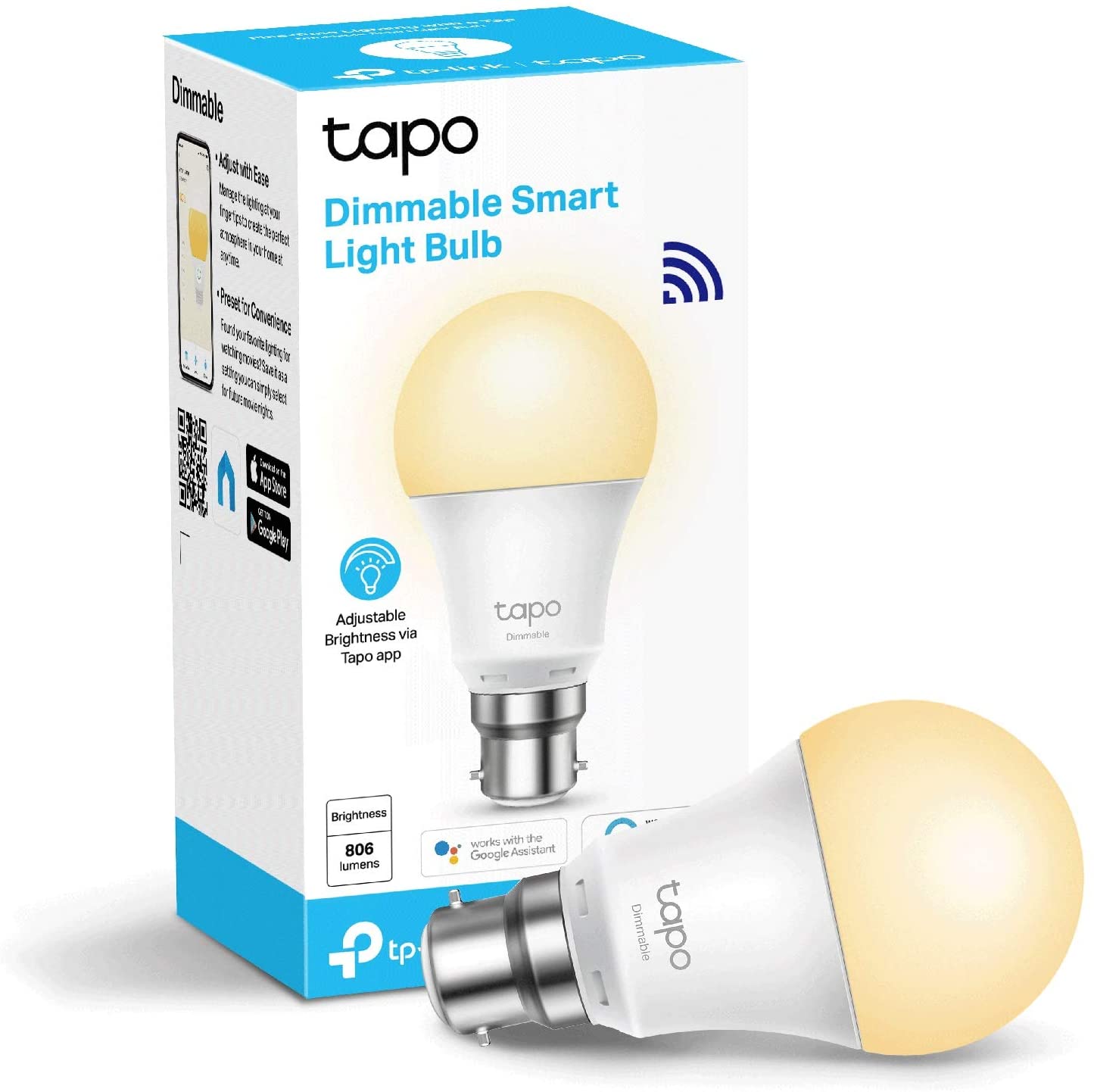 Smart Bulb B22 Dimmable Soft Warm White, Tapo L510B
