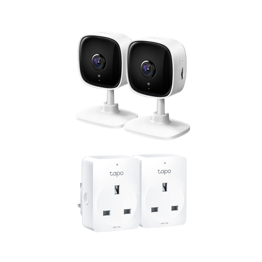 Tapo Mini Security Camera (Tapo C100 Twin) + Smart Plug (Tapo P100(2-Pack))