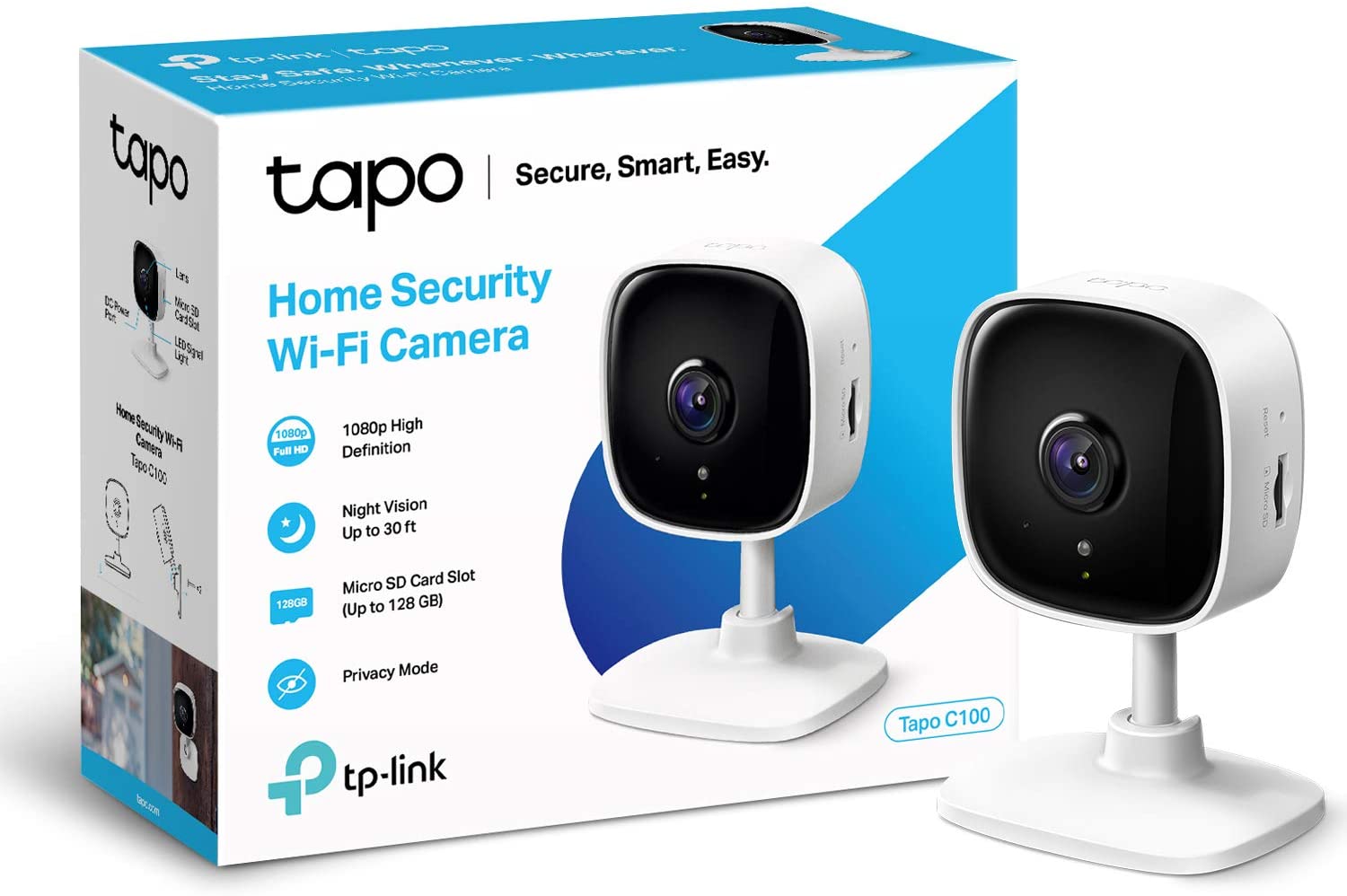 Tapo C100 Twin Pack, Mini Smart Security Camera, 1080p, 2-Way Audio