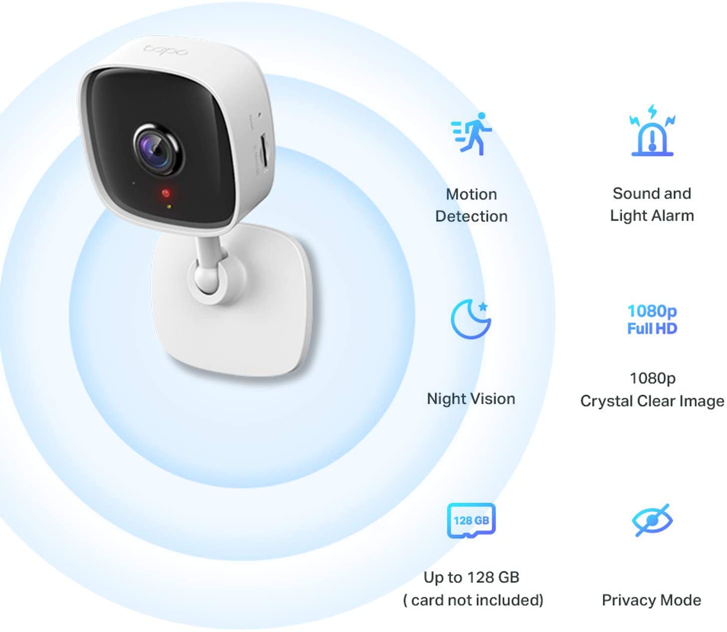 Tapo C100 Mini Smart Security Camera, 1080p, 2-Way Audio