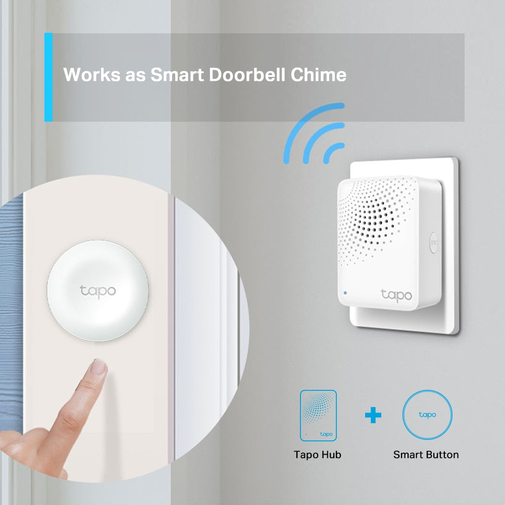 Smart Hub with Chime, Work with Smart Switch, Button and Sensor, Connect Up to 64 Devices, Tapo H100