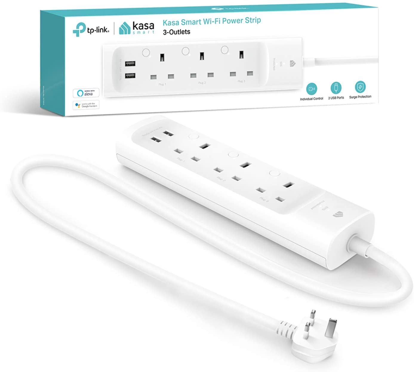 Kasa WiFi Power Strip 3 outlets with 2 USB Ports (KP303)