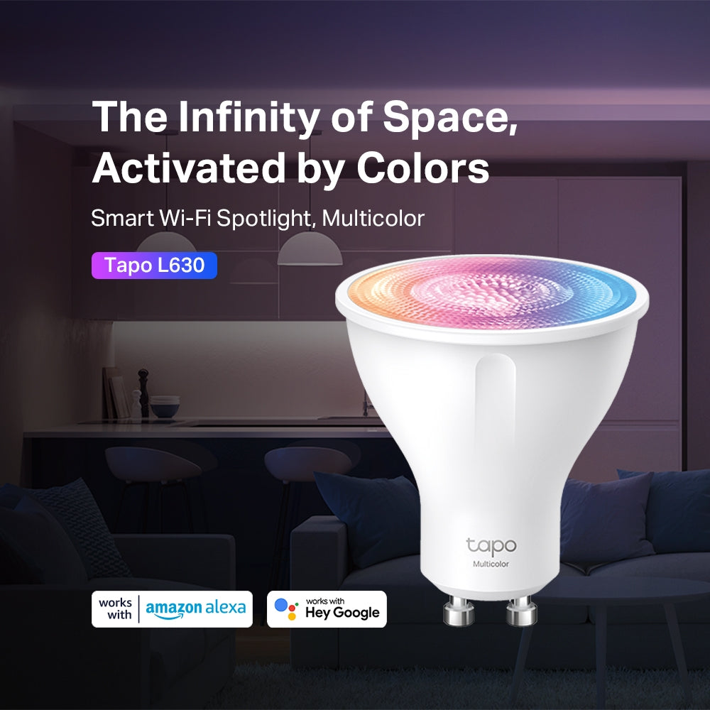 Tapo L630 Smart Gu10 Spotlight Bulb, Multicolour, Twin Pack