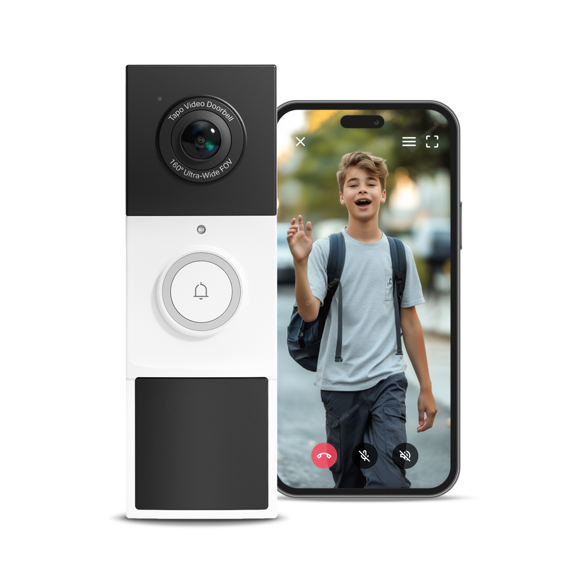 Tapo TD21 Smart Battery 2K Video Doorbell + Ring Chime Included - No Monthly Fee - 160°
