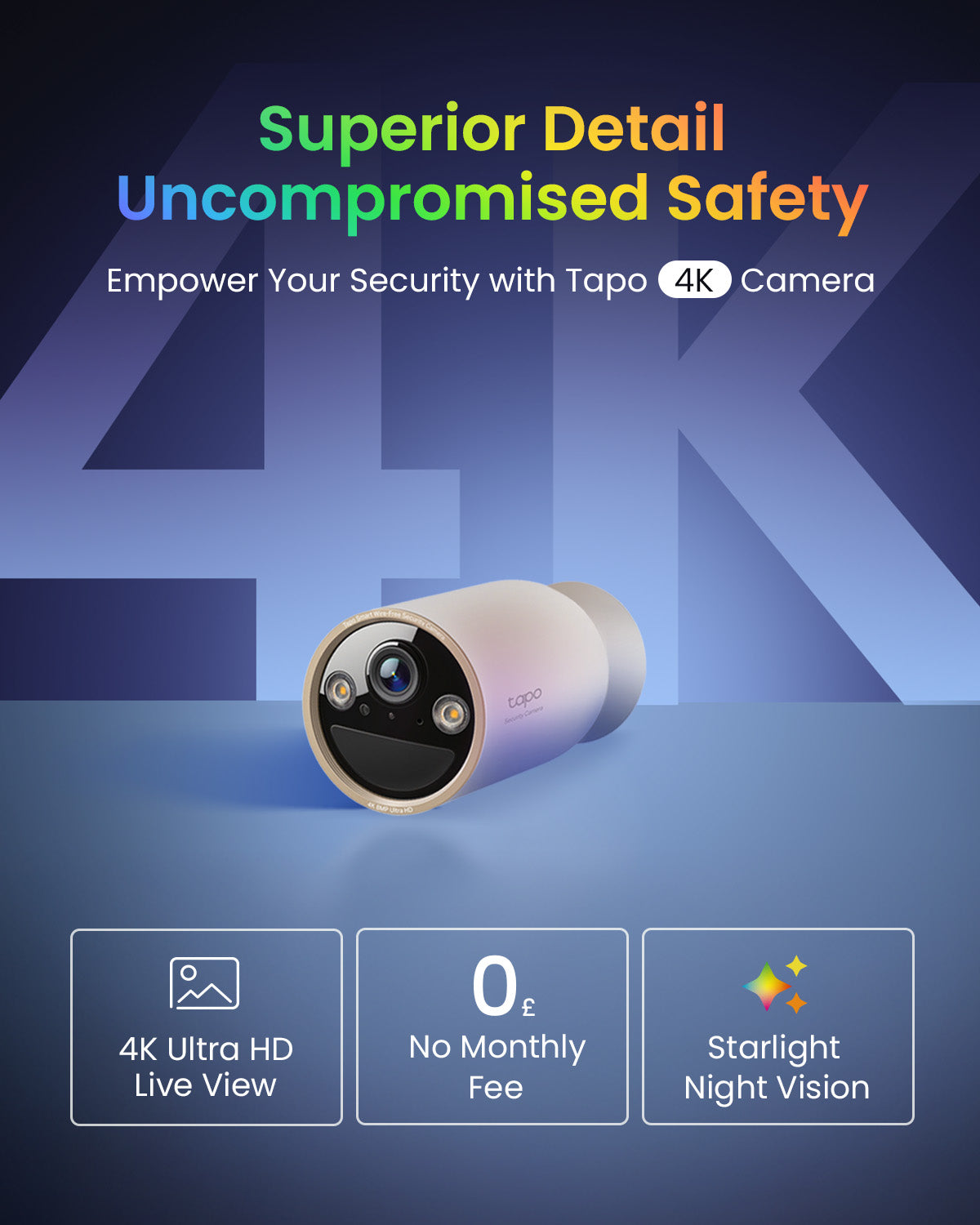 4K Clarity Battery Indoor/Outdoor Security Camera, Magnetic Base, Tapo C460 Twin Pack
