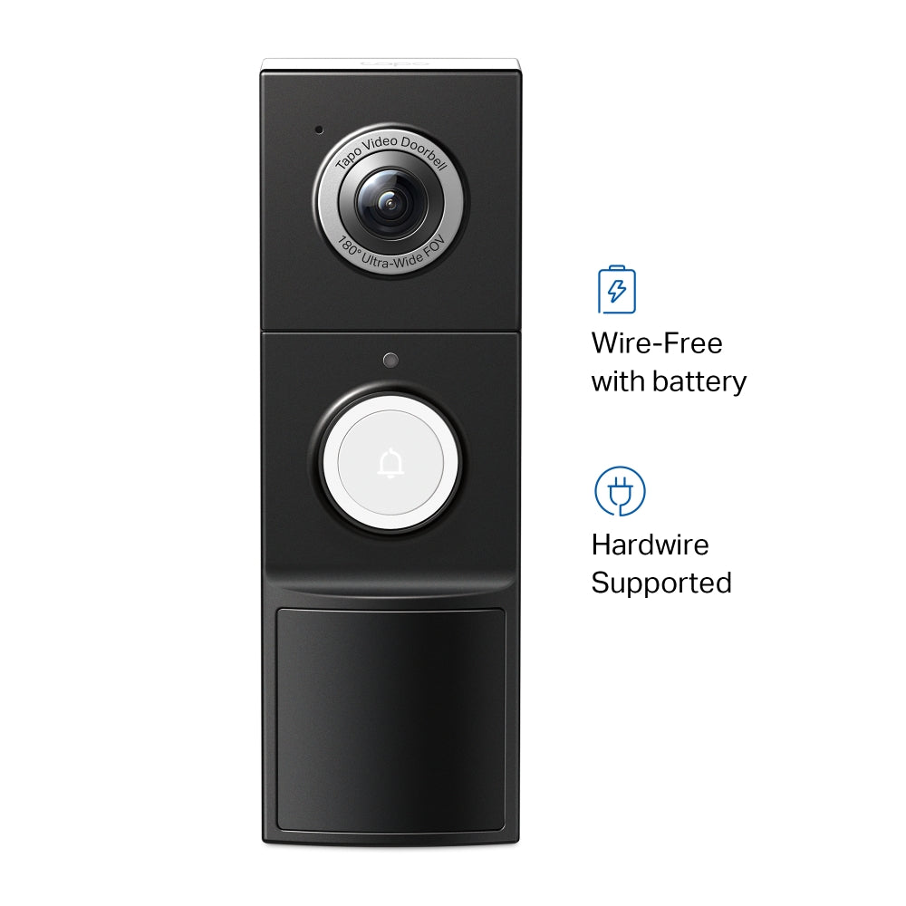 Wired & Battery Video Doorbell, 2K 5MP, Colour-Night Vision, Chime Included, Tapo D235