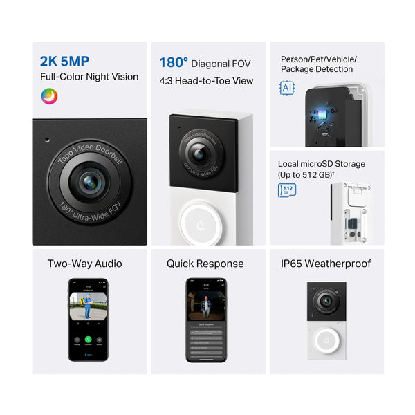 Tapo D130 Wired Smart Video Doorbell + Chime Included