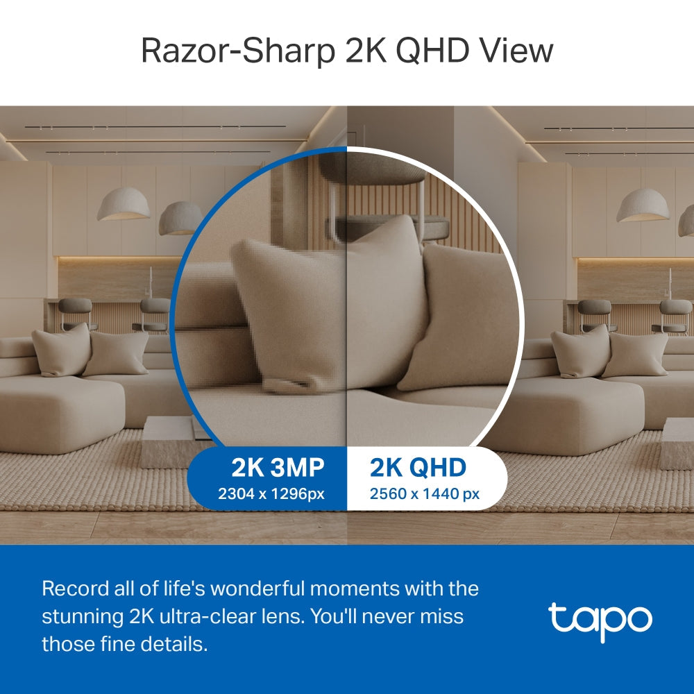 Tapo C220 Indoor 2K QHD Wi-Fi Security Camera with Pan/Tilt/Zoom Twin