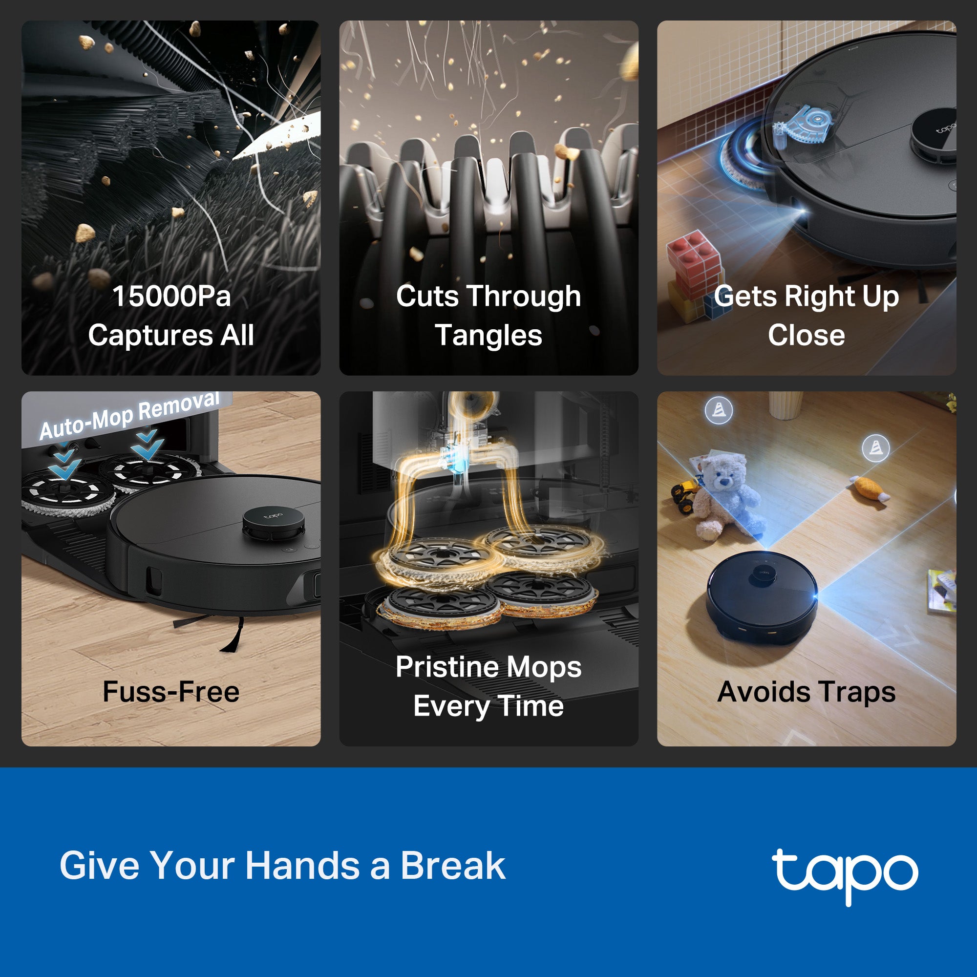 Tapo RV50 Pro Omni, AI Detection Robot Vacuum & Mop + All-in-One Self-Cleaning Station