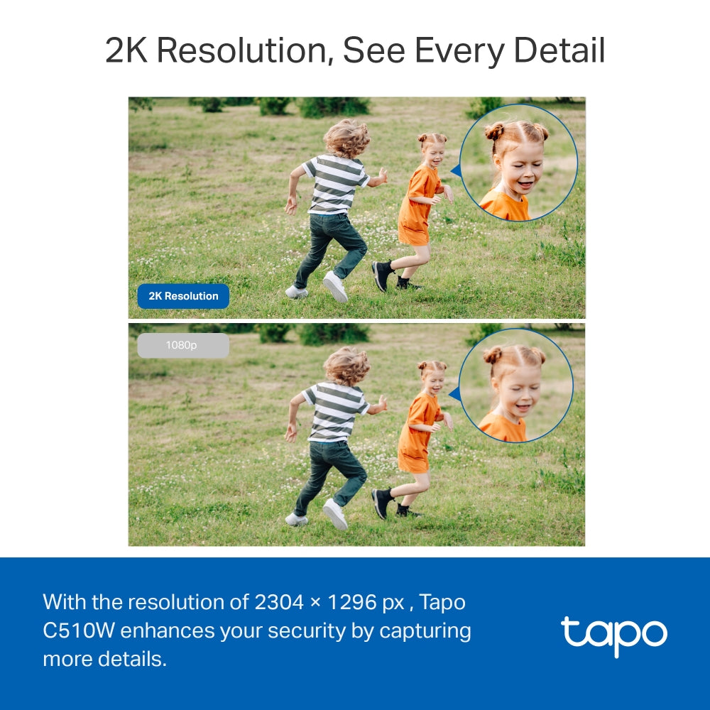 Tapo C510W Outdoor Pan/Tilt Security WiFi Camera, 2K, Full-Color Night Vision, Twin pack