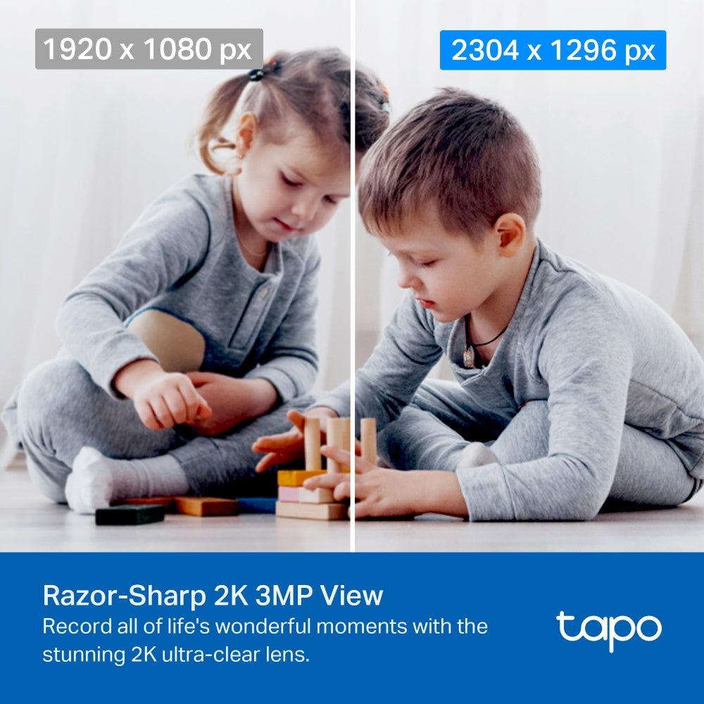 Tapo C210P2 Indoor 2K Pan/Tilt/Zoom Security Camera Set with Advanced Night Vision