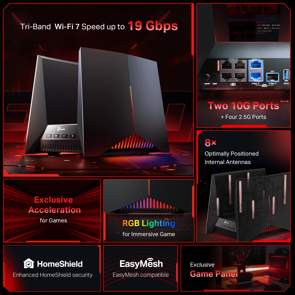 Archer GE800 BE19000 Tri-Band Wi-Fi 7 Gaming Router