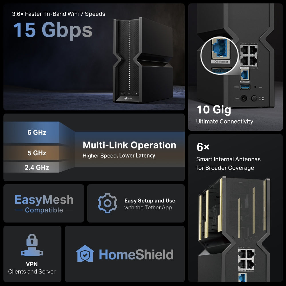 Archer BE700, BE15000 Tri-Band Wi-Fi 7 Router