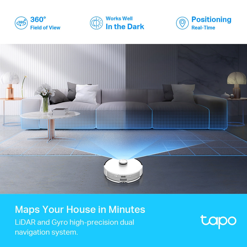 Tapo RV30 Plus LiDAR Navigation Robot Vacuum & Mop + Smart Auto-Empty Dock