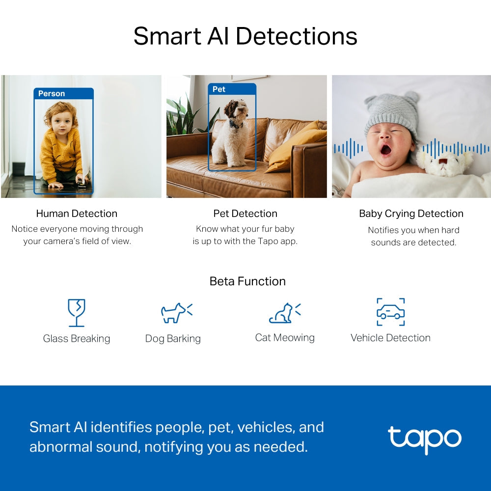 Tapo C220 Indoor 2K QHD Wi-Fi Security Camera with Pan/Tilt/Zoom Twin